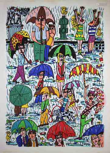 James Rizzi (amerikanisch, 1950-2011), RAIN, 1989, 3-D Litjographie, handsigniert, numm., betitelt