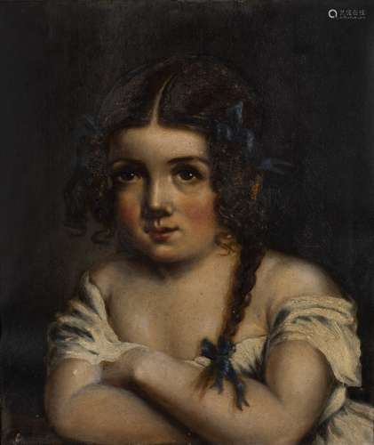 Late 19th Century English School portrait of a young girl, oil on canvas laid on panel, unsigned,