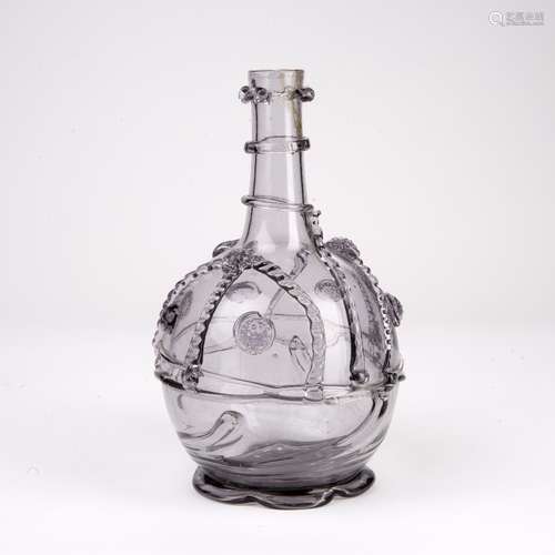 Glass wine bottle or decanter probably Norwegian (Gjovik or Nostetangen) with trailed decoration and