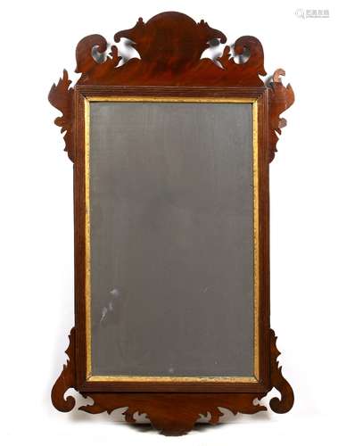 Mahogany fret framed mirror George III, 78cm x 45cm