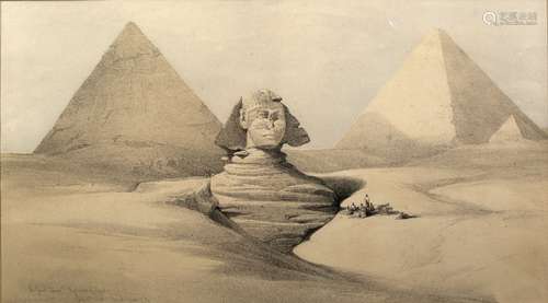 After David Roberts The Great Sphinx, Pyramids of Gizeh, lithograph, pub'd by F. G. Moon 1846, 29.