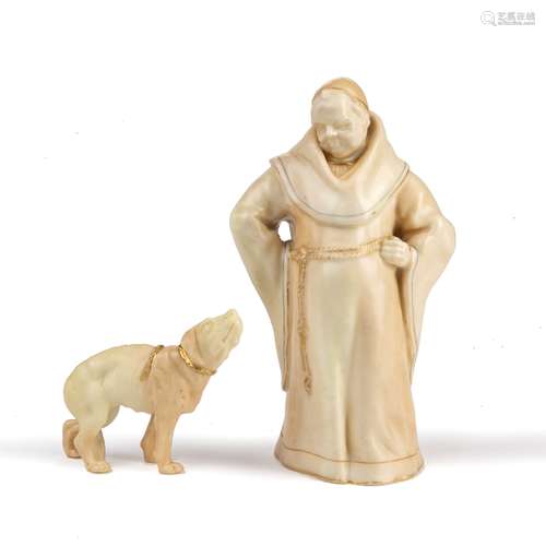 Two Royal Worcester figures 19th Century, probably by James Hadley, of Friar Tuck looking down and a