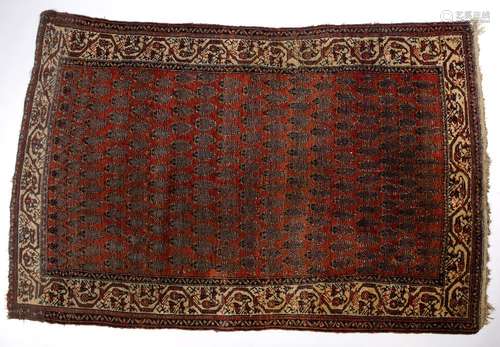 Hamadan rug of red ground, with boteh designs and foliate border, 140cm x 203cm