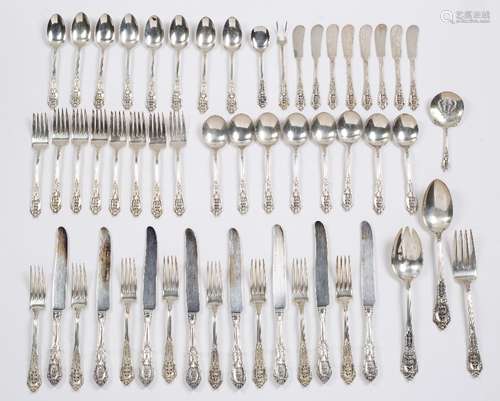 American Wallace Sterling silver part canteen of cutlery consisting of: eight butter knives, eight