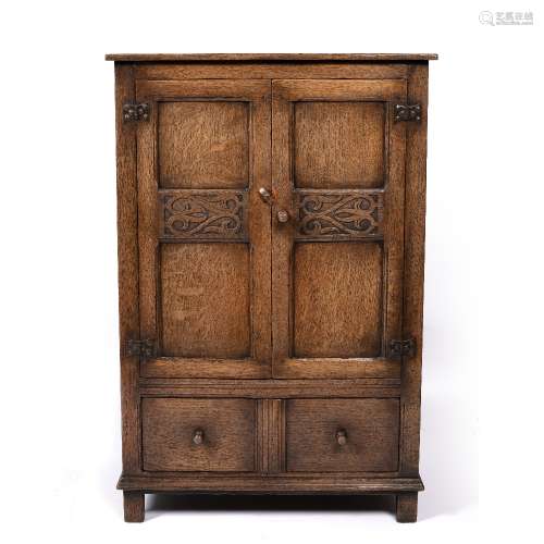 Oak side cupboard with panel doors and sides, 76cm wide, 45cm deep, 115cm high