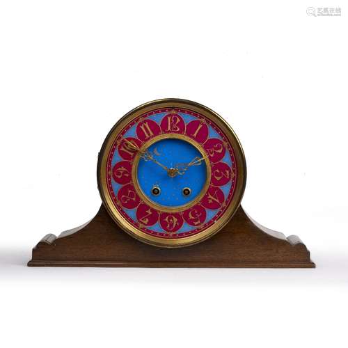 Gothic mantel clock 19th Century, in the manner of Pugin with striking movement, dial 26cm, 51cm