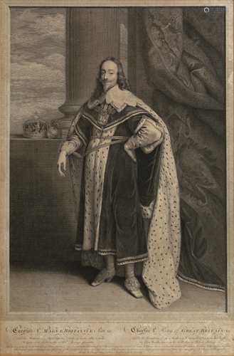 Robert Strange (1721-1792) after Anthony Van Dyck (1599-1641) Monochrome engraving of Charles I,