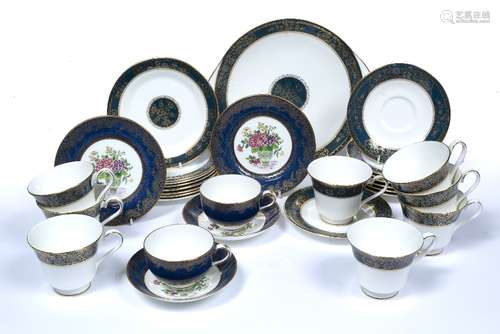 Royal Doulton part dinner service 'Carlyle' pattern, and two Crown Staffordshire porcelain trios