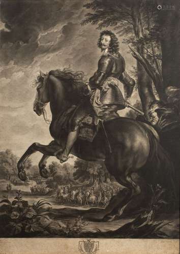 Richard Earlom after Anthony Van Dyck (1599-1641) Mezzotint of Charles I, pub'd by John Boydell,