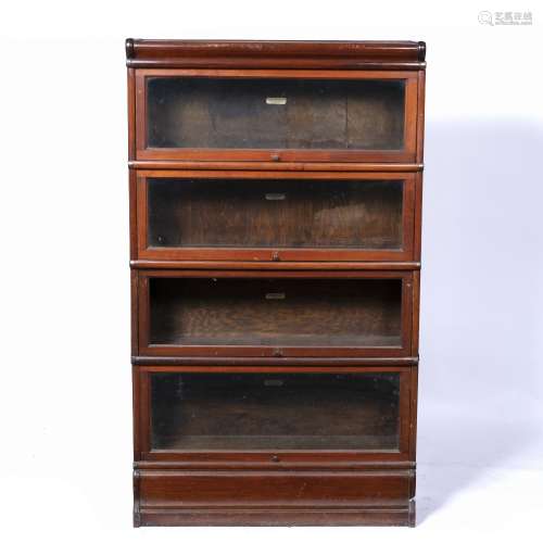 'The Globe Wernicke Co Ltd' four tier bookcase mahogany, with plaque to the interior of each, 86cm x