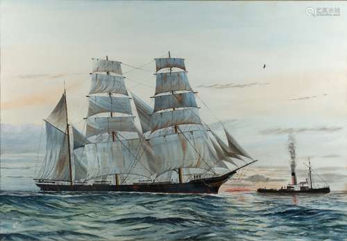 B. Bevis (20th Century English School) 'Favell, steel barque vessel' watercolour, signed lower left,