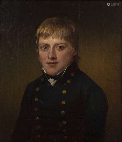 19th Century English School Portrait of a young naval officer, oil on canvas 25cm x 22.5cm