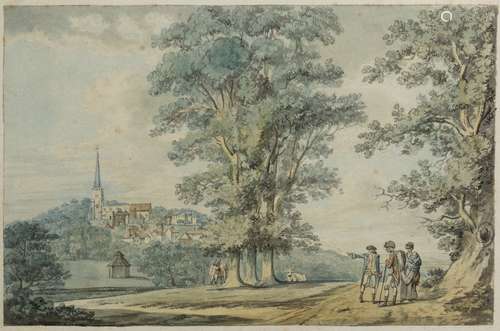 Paul Sandby (British, 1731-1809) ''Harrow-on-the-Hill'', pen, ink and watercolour, 19cm x 29cm