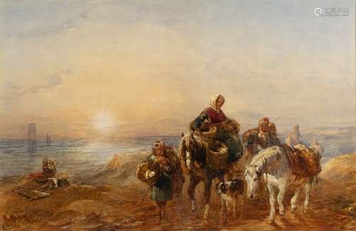 Attributed to John Frederick Taylor (1802-1891) 'Returning Home' watercolour, unsigned, 33cm x 50cm