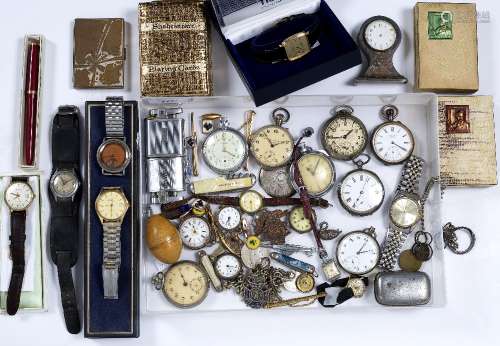 Collection of watches to include: Silver and silver plated pocket watches, boxed Tissot