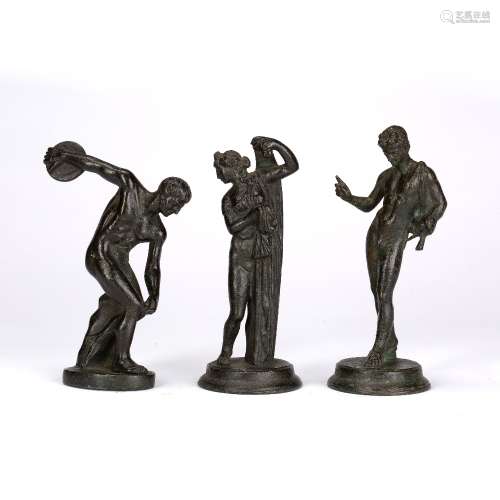 Three small Grand Tour bronzes after the Antique 19th Century, Narcissus, Venus Calipigia and