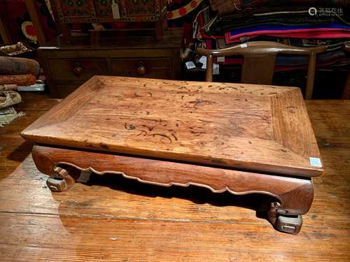 A Chinese Kang table, 19th/20th century, and a Chinese provincial low stool (2)