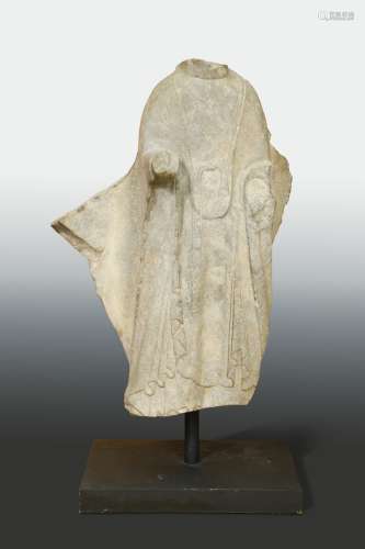 A limestone Buddha, perhaps Northern Wei, China, probably from the vicinity of Qingzhou, Shandong