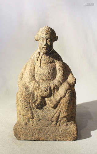 A Chinese pale granite figure seated in chair, in Ming Dynasty style, 26cm high