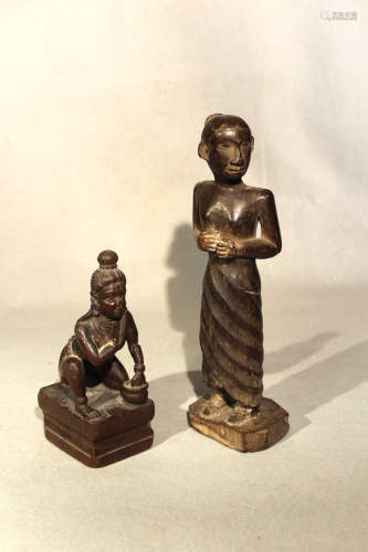 Two Indian wooden figures