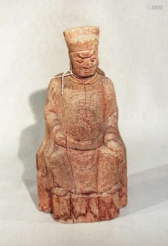 A Chinese carved wood seated dignitary, perhaps late Ming Dynasty, 29cm highCondition report: