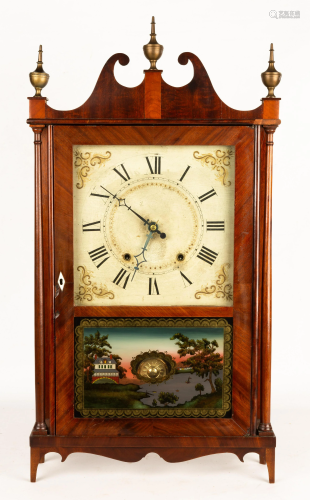 Ephiram Downs Pillar and Scroll Shelf Clock