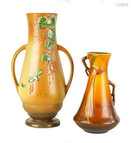 (2) Large Roseville Art Pottery Vases