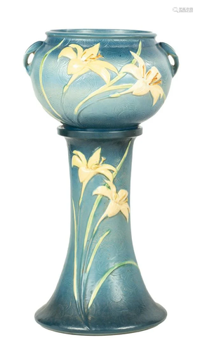 Roseville Pottery Zephyr Lily Jardiniere and Pedestal