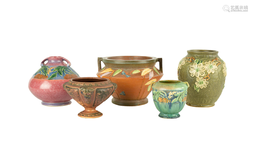 (5) Roseville Art Pottery Vases