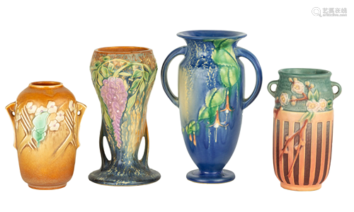 (4) Roseville Art Pottery Vases