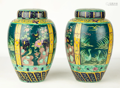 Chinese Fahua Porcelain Urns