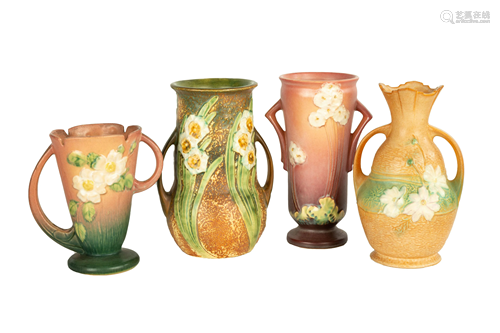 (4) Roseville Art Pottery Vases