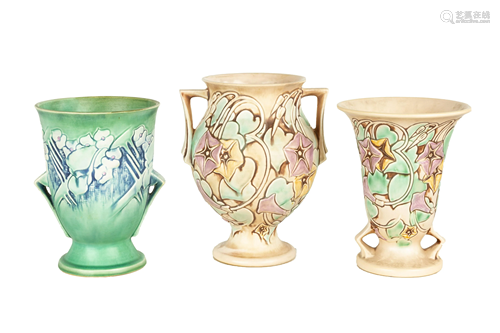 (3) Roseville Art Pottery Vases