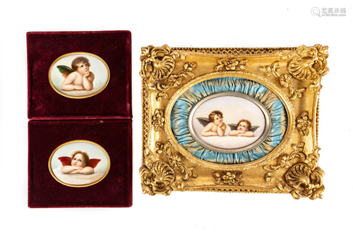 (3) Painted Porcelain Plaques