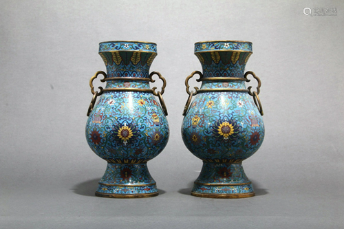 A Pair of Bronze Enamel Porcelain Vases