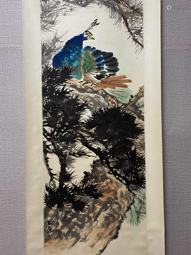 A Chinese Flower&bird Painting Scroll, Wang Xuetao Mark