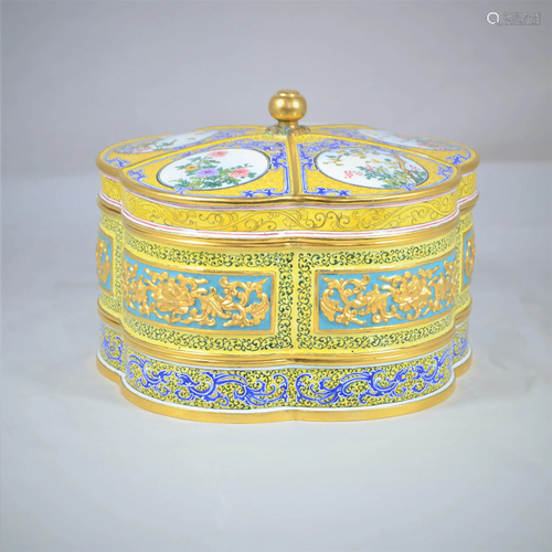 A Bronze Enamel Box and cover