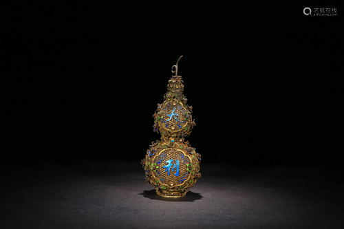 A Silver Gilding Cloisonne Double Gourd-shaped Vase