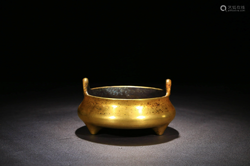 A Gild Bronze Tripod Incense Burner