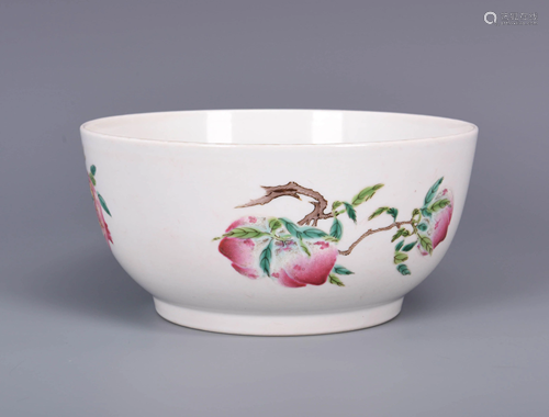 A Famille Rose Peach Painted Porcelain Bowl