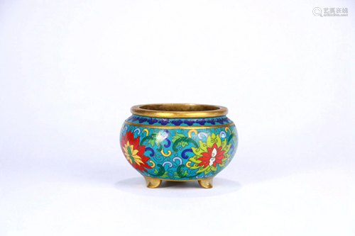 A Gilt-bronze Enamel Flower Pattern Incense Burner