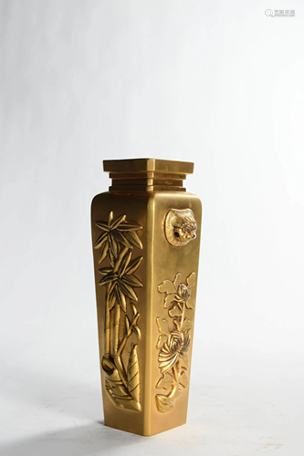 A Gild Bronze Flower Receptacle