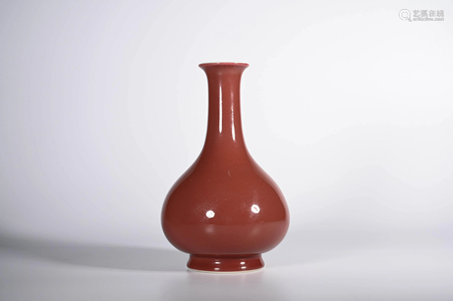 A Red Glaze Porcelain Open Mouth Vase