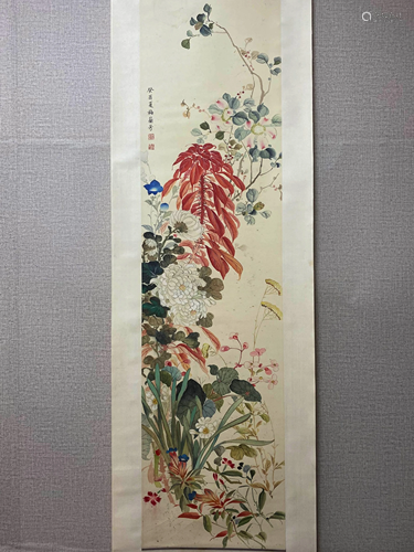 A Chinese Flower&bird Painting Scroll, Mei Lanfang Mark