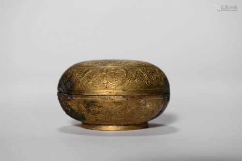 A Gild Bronze Round Box with Cover