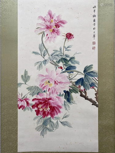 A Chinese Flower&bird Painting Scroll, Mei Lanfang Mark