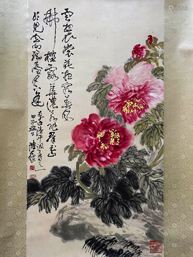 A Chinese Flower&bird Painting Scroll, Lu Yifei Mark