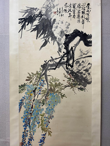 A Chinese Flower&bird Painting Scroll, Yu Xining Mark