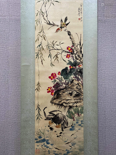 A Chinese Flower&bird Painting Scroll, Tang Yun Mark