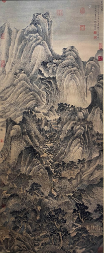 A Chinese Landscape Painting Scroll, Wang Meng Mark